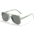 Modische hellgrüne Retro-Sonnenbrille mit Doppelsteg und quadratischem Rahmen - Grüner Rahmen Graue Gläser