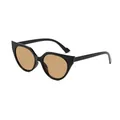 Gafas de sol retro cat-eye con lentes marrones y detalles de purpurina negra - Montura Negra Lentes de Té