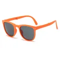 Vibrant orange foldable children's sunglasses with black UV protection lenses. - Orange Frame Gray Lens