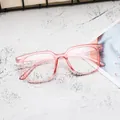 Stylish pink transparent square glasses frame for women with anti-blue light protection - Transparent Pink