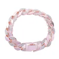 Bracciale a maglia cubana hip hop in oro rosa con strass scintillanti incastonati - Bracciale / 8 pollici (20cm) / Oro rosa