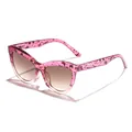 Lunettes de soleil papillon roses avec monture imprimée et verres teintés dégradés - Écaille Violette Verre Thé Dégradé
