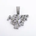 Colgante de letras Never Give Up en plata helada estilo hip hop para hombres - Solo Colgante (Cadena No Incluida) / Plateado