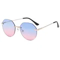 Lunettes de soleil sans monture avec verres dégradés bleu et rose et monture dorée - Monture Dorée Verres Dégradés Bleu Rose