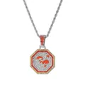 Collar con colgante de gallo del zodiaco plateado con brillantes cristales rojos. - Cadena de Cuerda - Gallo / 65cm / Plateado