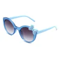 Blue glittery round frame kids sunglasses with cute bow decoration for stylish girls - Blue