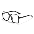 Stylish black large square frame anti-blue light glasses for women with minimalist design - Black Frame Anti-blue Light Lenses