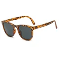 Children's foldable leopard print sunglasses with UV protection dark lenses for summer - Mixed Tortoise Gray Lens