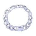 Bracciale cubano argento con strass scintillanti per uno stile hip hop elegante - Bracciale / 7 pollici (18cm) / Argento