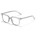 Stylish clear anti-blue light glasses frames with a large square design for women - Transparent Grey