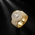 Bague style hip-hop plaquée or avec sertissage de zircons cubiques ronds en pavé - Taille 8 / Or