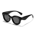 Classic black kids bubble round sunglasses with thick frames for stylish sun protection - Round Bubble Style (C1) / Black Frame Grey Lens