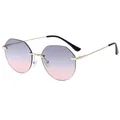 Lunettes de soleil octogonales sans monture pour femmes avec verres dégradés rose. - Monture Dorée Verres Gris Rose