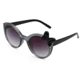 Fashionable kids round sunglasses featuring a cute bowknot and glittery grey frame - Black