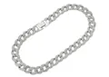 Macro view of an iced out Miami Cuban link chain necklace with high-quality silver finish - 16inches/40cm / Silver
