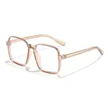 Stylish large square anti-blue light glasses for women in a transparent peach finish - Clear Tea Frame Anti-blue Light