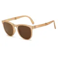 Foldable children's UV protection sunglasses with peach frames and brown lenses for kids - Amber Tea Frame