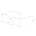 Classic clear square frame anti-blue light glasses with slimming design for women - Transparent Frame