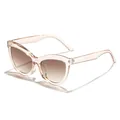 Lunettes de soleil vintage œil de chat pour femmes avec monture pêche et verres dégradés - Monture Champagne Verre Double Thé