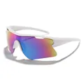 Gafas de sol deportivas ergonómicas sin montura con marco blanco y lentes arcoíris - Montura Blanca Espejo Verde