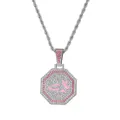 Collar de conejo del zodiaco plateado con diamantes de imitación rosas y claros - Cadena de Cuerda - Conejo / 65cm / Plateado