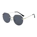 Lunettes de soleil octogonales sans monture pour femme verres gris et branches dorées - Monture Dorée Verres Gris