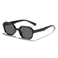 Classic black children's foldable square frame sunglasses for stylish sun protection - Black Frame Grey Lens