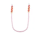 Candy-colored acrylic link chain lanyard for masks and glasses, pink with red accents - Patchwork Acrylic (C12)