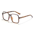 Classic oversized square blue light blocking glasses with a stylish tortoise shell frame - Tortoise Frame Anti Blue Light Lens
