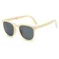 Foldable children's sunglasses in cream beige with UV protection and protective dark lenses. - Cream White Frame Gray Lens