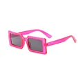 Occhiali da sole quadrati alla moda a montatura piccola in rosa acceso per donne - Rosa Trasparente / Lenti Grigie