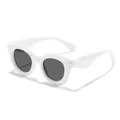 Stylish white bubble round frame children's sunglasses with dark lenses for sun protection - Round Bubble Style (C3) / White Frame Gray Lens