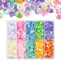 Vista detallada de organizador de 10 rejillas con lentejuelas irisadas de 5 mm para DIY - Caja de 10 Rejillas / T1 Serie Macaron