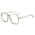Stylish grey transparent square large frame anti-blue light glasses for women 2024 - Transparent Grey Frame Blue Light Blocking Lens