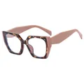 Oversized anti-blue light glasses featuring tortoiseshell frame and pink temples - Tea Tortoise & Coffee / Anti-Blue Light Plain Lens
