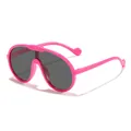 Kinder Übergroße rosa Shield-Sonnenbrille mit dunkelgrauen einteiligen Gläsern, Sport - Rosarot Rahmen Graue Gläser