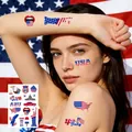 USA Independence Day temporary tattoos featuring patriotic 4th of July body stickers on model - Independence Day (FX-003) / 1 Sheet