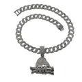 Detail van de hiphop iced out hand met dollar hanger aan zilveren Cubaanse link ketting - Zilver met Cubaanse Ketting (18 inch) / Zilver