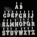 Série complète de vingt-six pendentifs de lettres A-Z glacés pour bijoux de style hip-hop - Lettre A / Chaîne Corde 3mm 20 Pouces / Argent