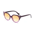 Elegantes gafas de sol de ojo de gato moradas con purpurina y lentes degradadas naranja vivo - Montura Morada Transparente Lente Naranja Claro