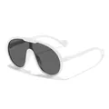 Oversize-Einteiler-Sportsonnenbrille für Kinder mit weißem Rahmen und grauen Gläsern - Weißer Rahmen Graue Gläser