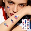 Patriotic USA 4th of July silver foil temporary tattoos for face and body decoration - Independence Day (FX-004) / 1 Sheet