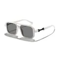 Occhiali da sole quadrati bimbo a doppio ponte con montatura bianca retro e lenti grigie - Montatura Bianca Accessorio Argento Lente Grigia