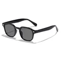 Classic black square frame children's sunglasses with stylish silver rivet details for outdoor use - Black Frame Grey Lens