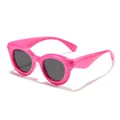 Trendy pink bubble round frame sunglasses for kids with dark lenses and UV protection - Rose Red Frame Grey Lens