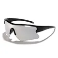 Gafas de sol deportivas negras con lentes de espejo plateadas para ciclismo y correr - Montura Negra Lentes Espejadas Plateadas