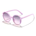 Occhiali da sole rotondi con glitter viola per bambine, lenti sfumate e protezione UV - Montatura Viola Lenti Rosa