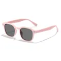 Stylish retro pink square frame children's sunglasses with silver rivet accents - Pink Frame Grey Lens