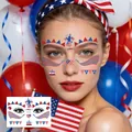 Independence Day temporary face tattoos with stars and stripes for US celebrations. - BF-039 Style (BF-039)