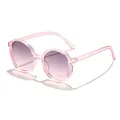 Occhiali da sole rosa glitterati per bambini con lenti tonde con protezione UV - Montatura Rosa Trasparente Lenti Rosa